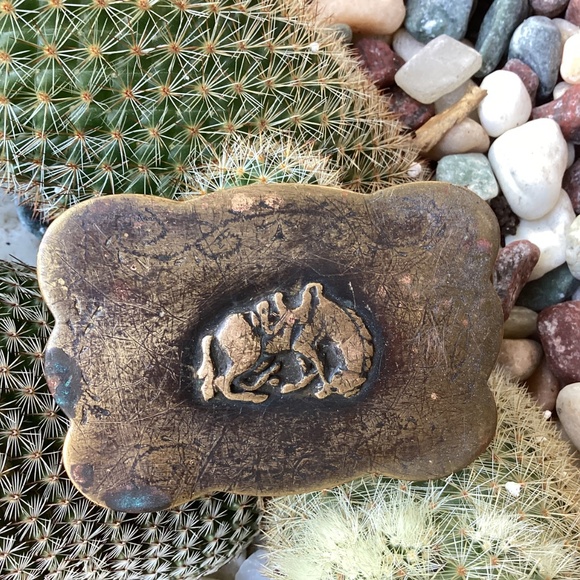 Vintage Tarnished Brass Bucking Horse Belt Buckle main image 8
